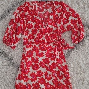 Zara red floral faux wrap dress (fits like medium)